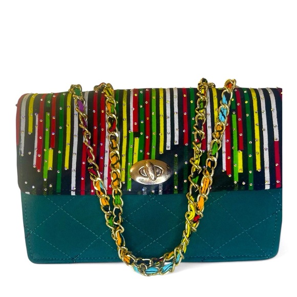 Handbags - “Vibrant Striped Quilted Chain Bag – Bold & Chic Statement Purse”